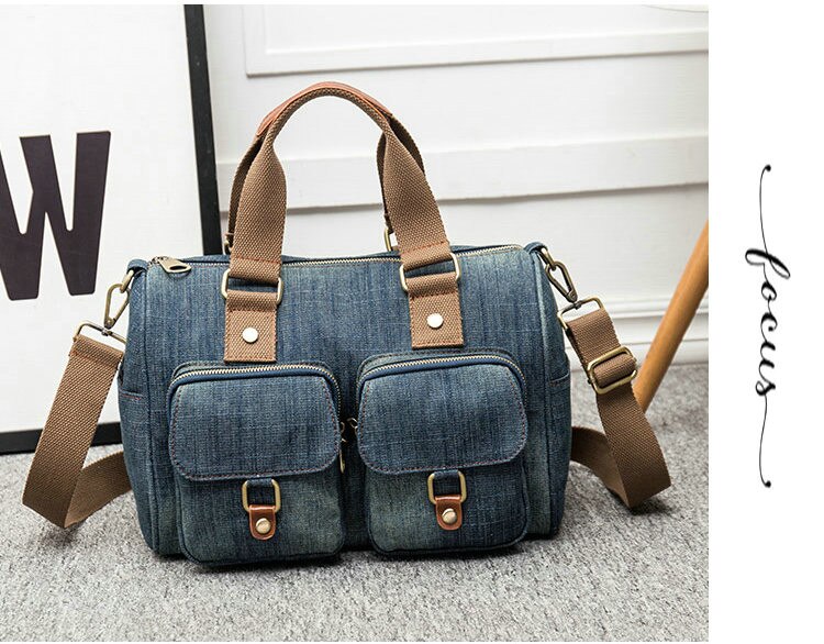 Rdywbu de luxe femmes sac Denim sacs à main femme jean sac à bandoulière femmes fourre-tout sac à bandoulière B726: Deep Blue