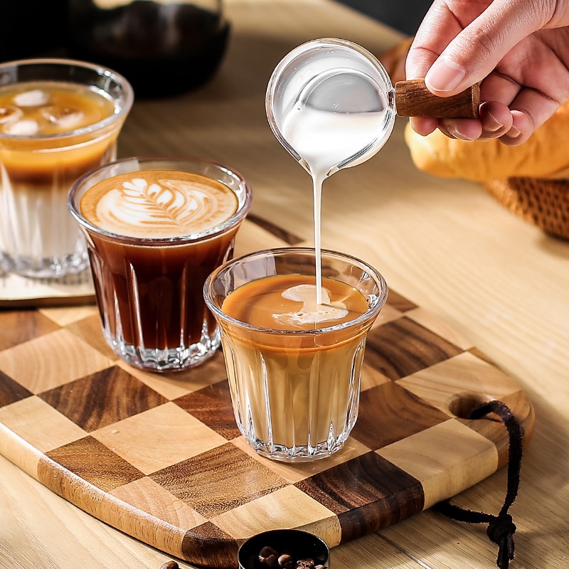 JINYOUJIA-taza de vidrio templado para Espresso, recipiente transparente hecho a mano, resistente al calor, para bebidas de té, café, Espresso