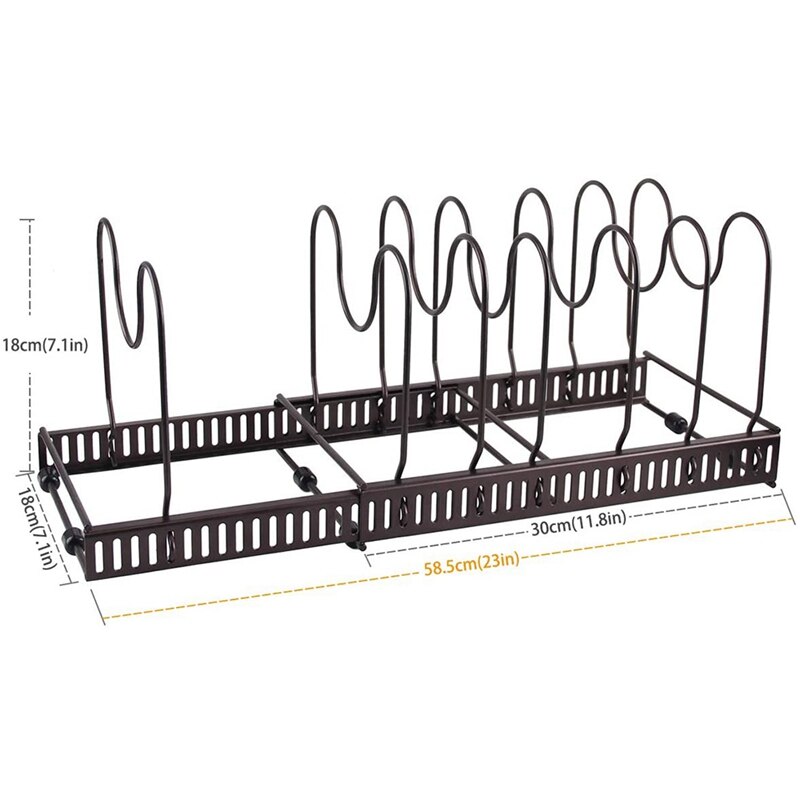 Estante ajustable para ollas y sartenes, organizador de Metal expandible, soporte para utensilios de cocina para horno y almacenamiento de utensilios de cocina