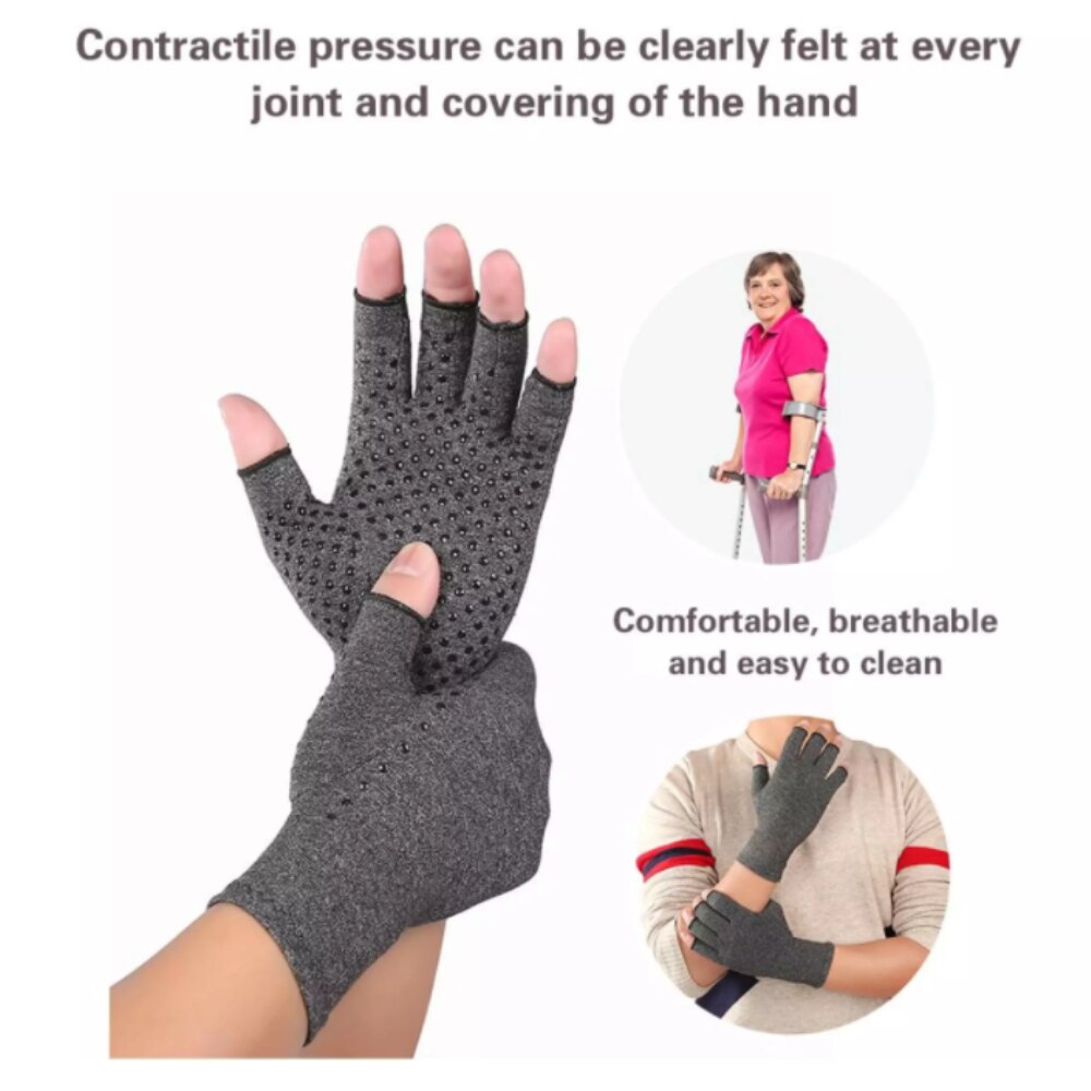 2PCS Compression Arthritis Gloves Joint Pain Relief Hand Gloves Cycling Half Finger Protective Motorcycle Fingerless Gloves