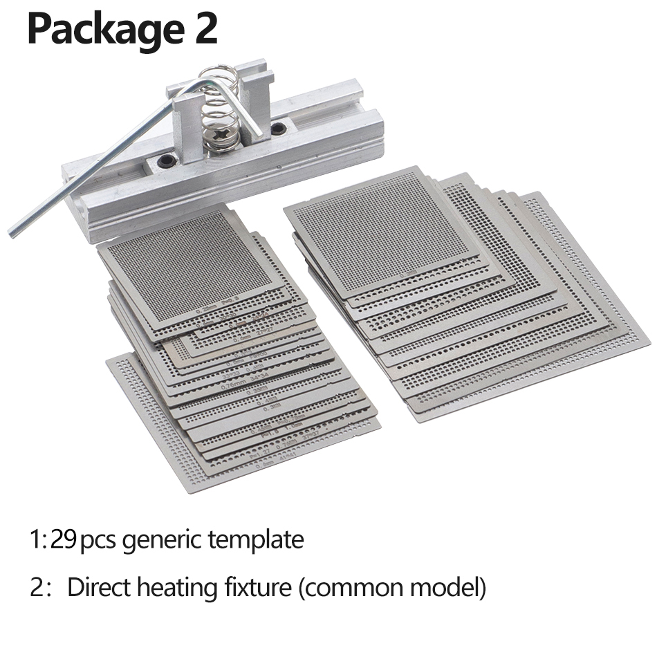 29pcs BGA general template Sik tin Fixture Tin solder ball Soldering Tools BGA Reballing Station Jig Kit: green