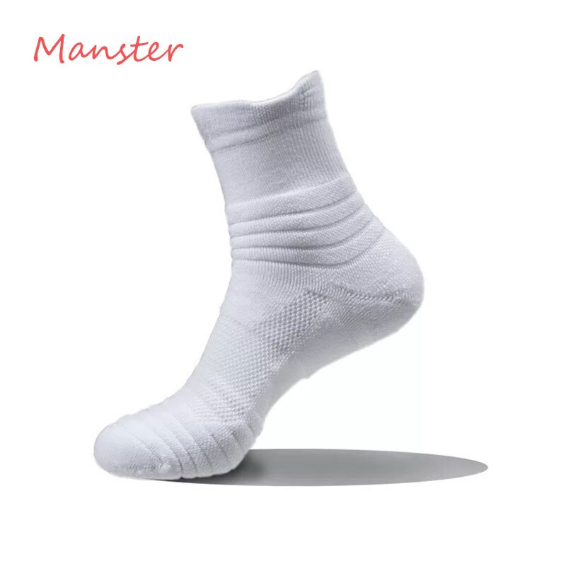 Men Socks Autumn Winter Male Thermal Compression In Tube Cotton Socks Kobe James Curry Durant Socks Casual Thick Sock: Middle White