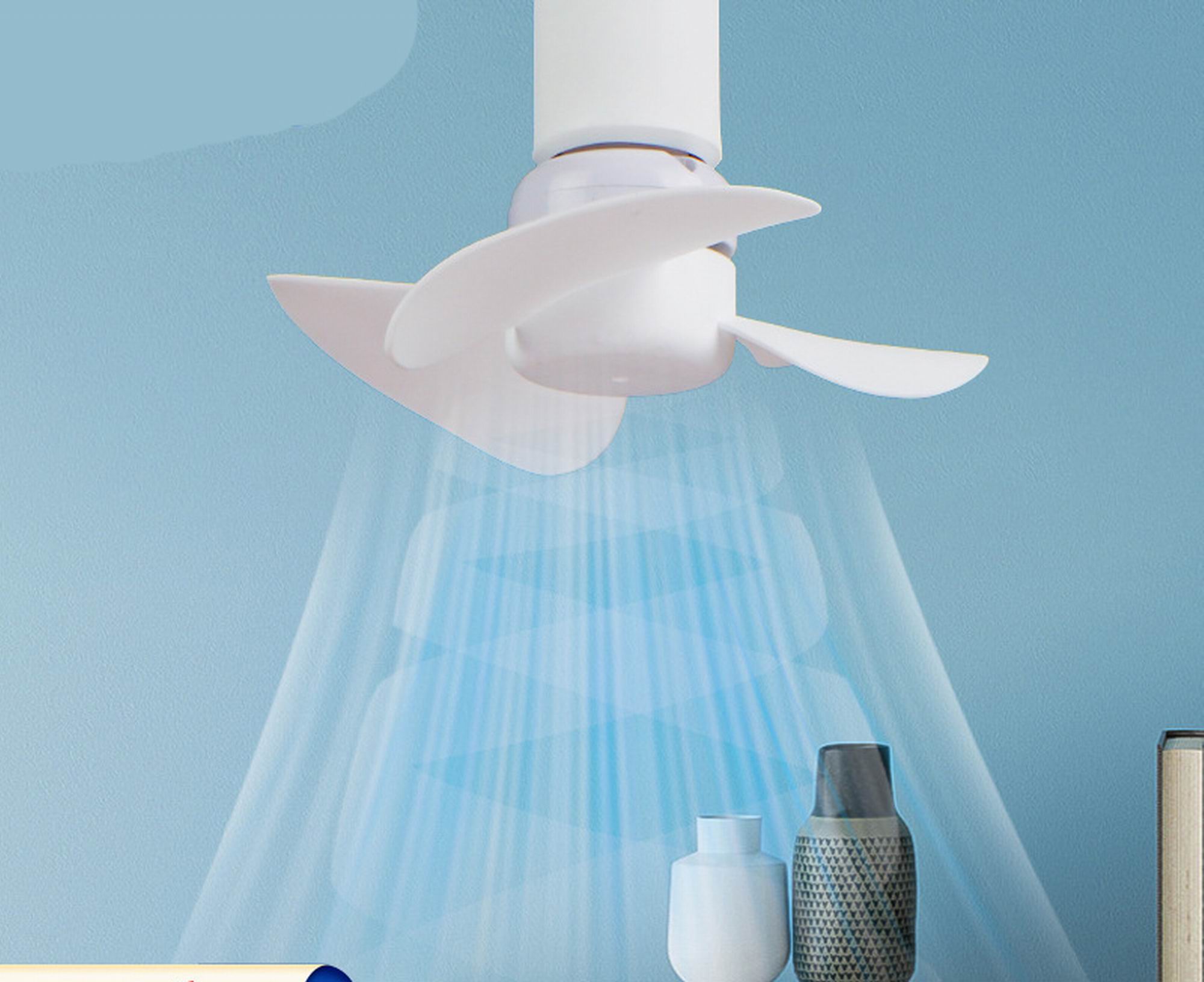 Ventilador de mesa de 6,3 pulgadas, miniventilador de techo E27 de 10W, candelabro de dormitorio interior con ventiladores de refrigeración