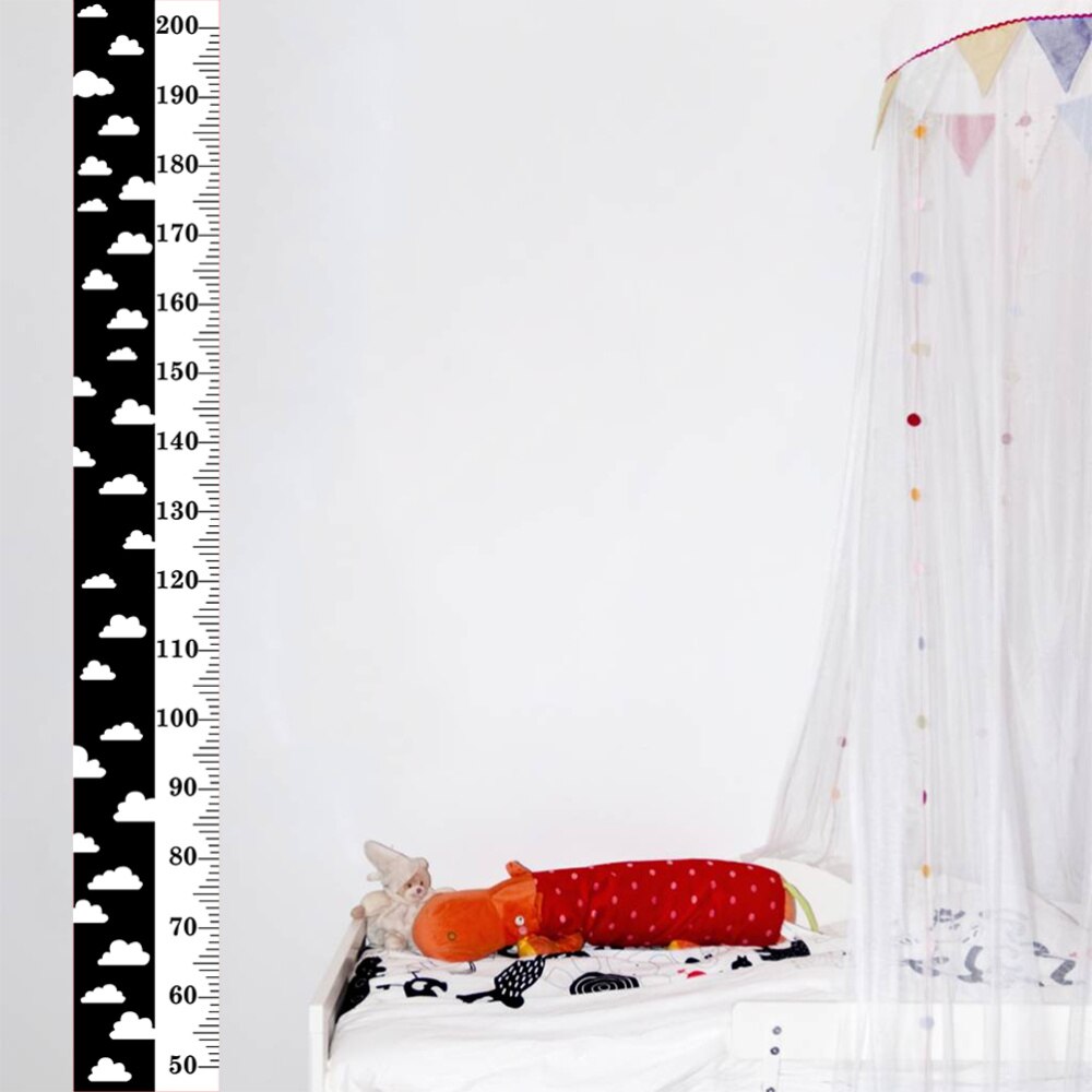 Wall Ruler Growth Chart Height Growth Chart Wood and Canvas Baby Growth Chart for Nurseries Bedrooms Wall Decor - White Cloud (S: As Shown