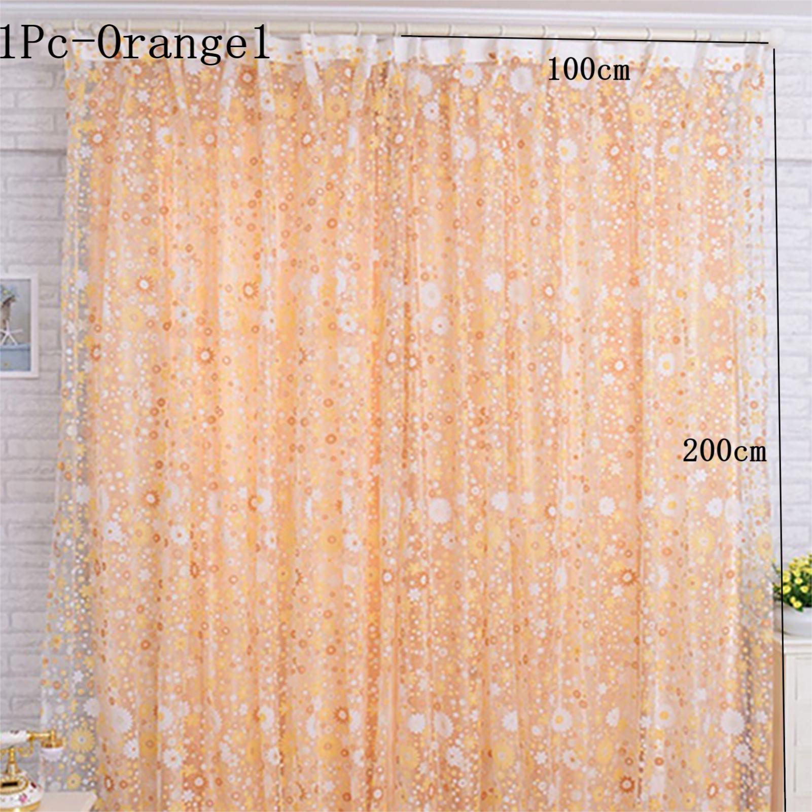 1Pc/2Pcs Soft Curtain 1*2m / 1*2.7m Lightweight Voile Curtain Reusable Polyester Peony Flower Printed Curtain Room Decoration: Blue