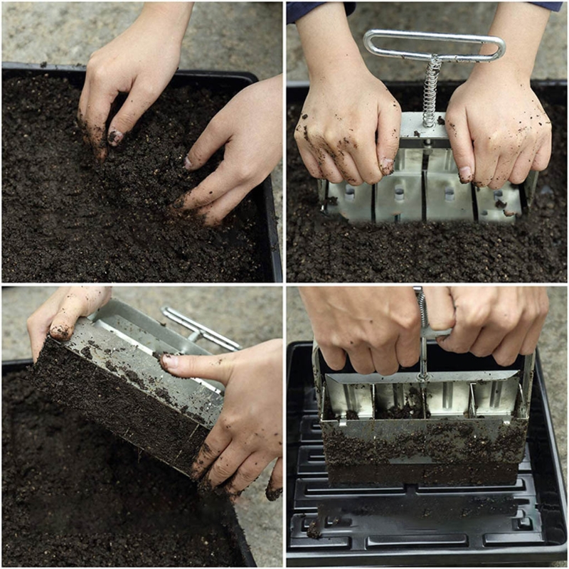 Min Soil Block Maker Cells Soil Maker Hand Held Seed Starting Plugs Seeds Starter Pallet Seedling Soil Block Maker Tools M4YD
