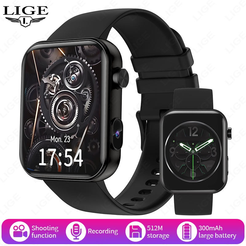 LIGE Nuovo Smart Watch Uomo Fotocamera Scatta foto Registra video Frequenza cardiaca Sport Fitness Impermeabile Chiamata BT Smartwatch per Android iOS: Radura