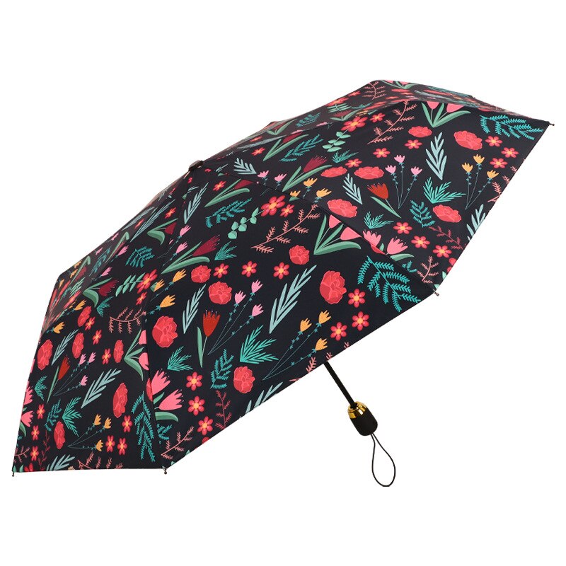 Umbrella Women's Automatic Rain and Sun Dual-purpose Three Folding Umbrella Student Sun Protection Uv Umbrella