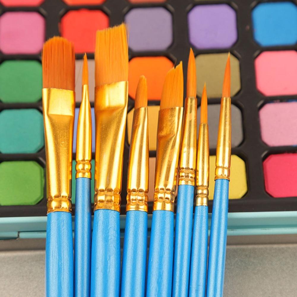 12Pcs/set Nylon Artist Paint Brush Watercolor Acrylic Wooden Handle Painting Brushes Art Supplies Stationery