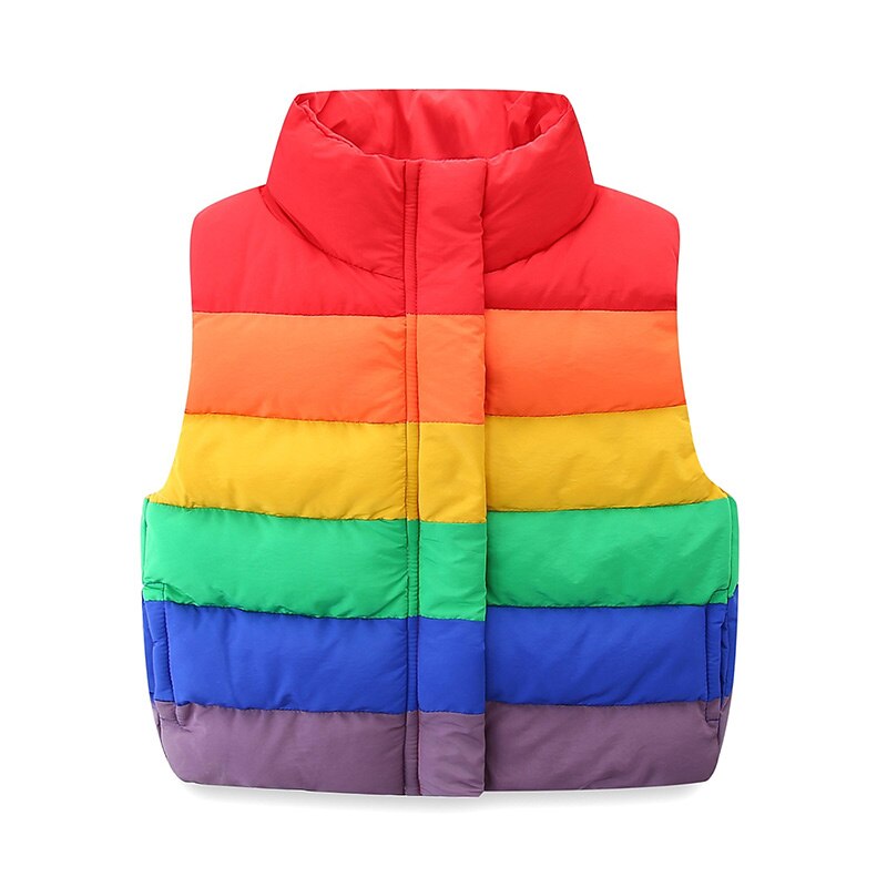 Mudkingdom Cute Boys Girls Rainbow Stripes gilet dolcevita colorato giacche imbottite per bambini cappotti senza maniche con bottoni per neonato: Rainbow / 3T