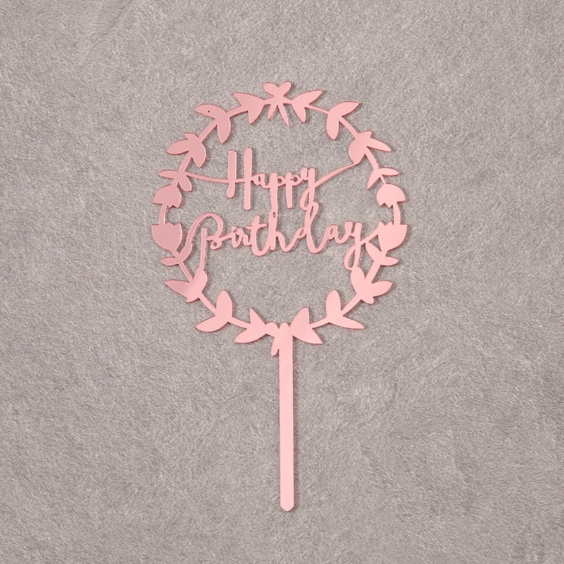 Goud Roze Zwart Acryl Hand Schrijven Gelukkige Verjaardag Cake Topper Dessert Decoratie Voor Verjaardagsfeestje Mooie: 4