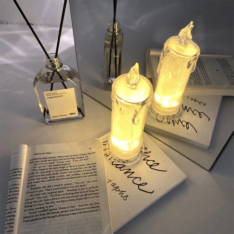 Led Candles Light Flameless Candle Battery Power Plastic Pillar Flickering Candle Light for Home Party Halloween Xmas Decor