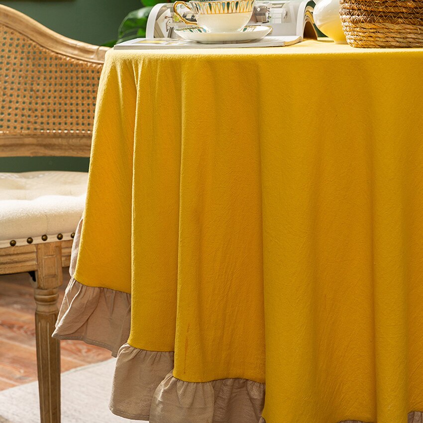 Ruffle Patchwork Round Tablecloth European Hotel R Grandado