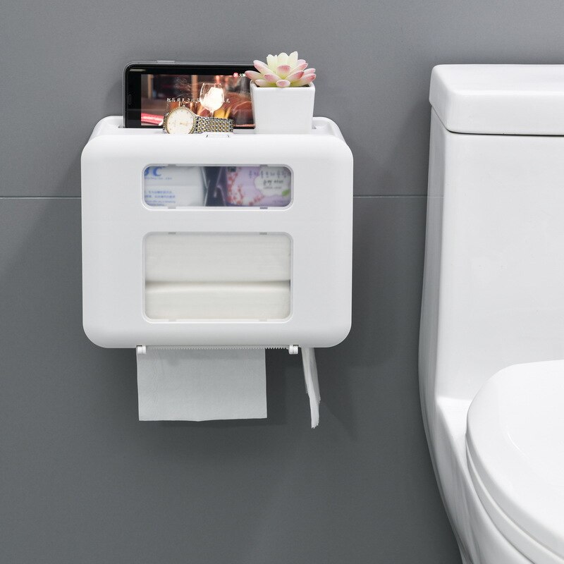 4 Color Double Layer Toilet Paper Holder Toilet Tissue Box Wall Mount Multifunction Waterproof Bathroom Storag Durable Home