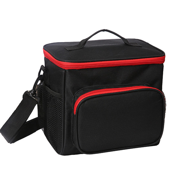 Große Schulter Dicker Kühltasche Thermische Mittagessen Tasche Trage Isolierte Eis Pack Tragbare Picknick Trinken Lebensmittel Bahre Lagerung Container: Schwarz