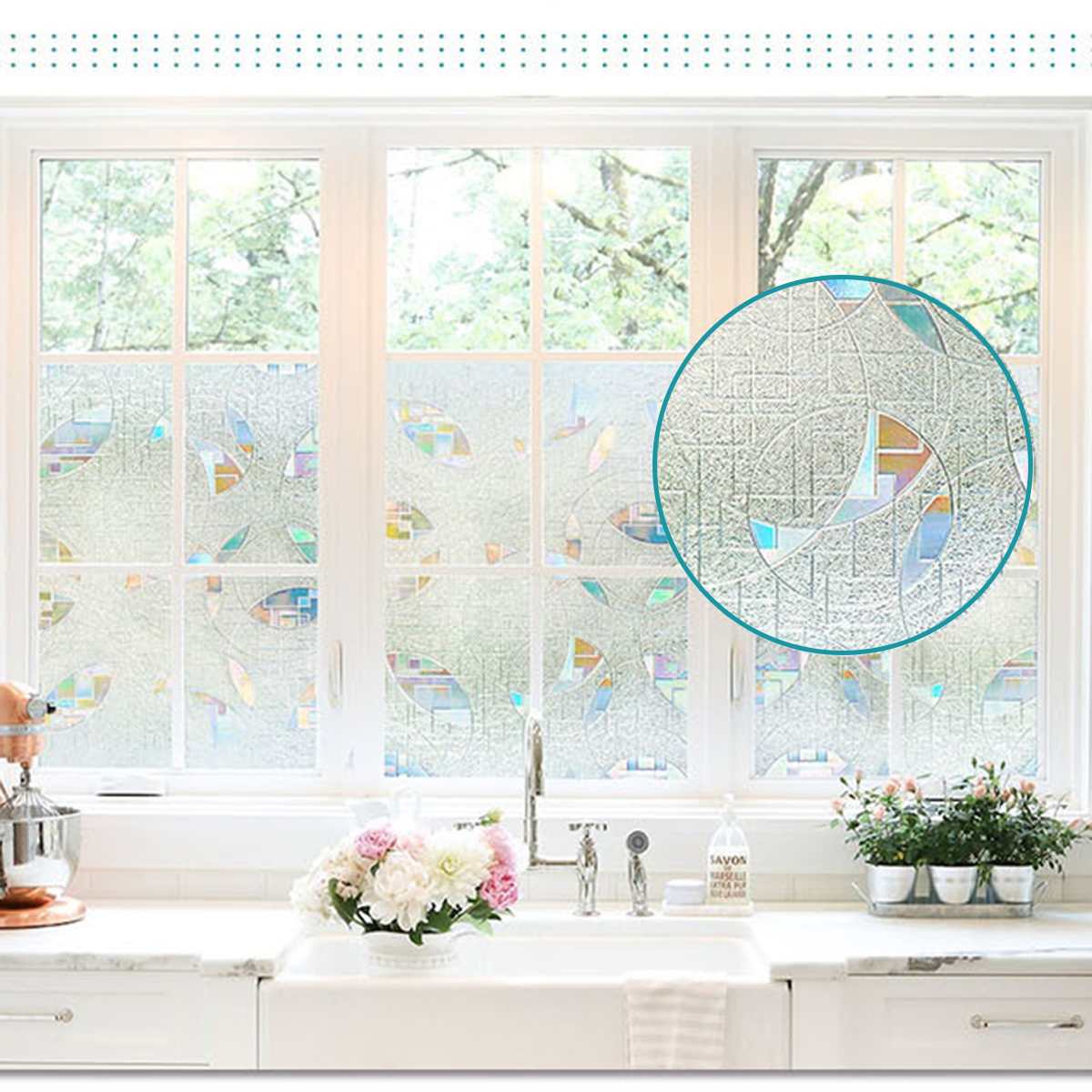 3D Crystal Tinted No Glue Static Window Film Anti-UV Rainbow Films for Stained Glass Self-Adhesive Films Sticker Glas Bathroom