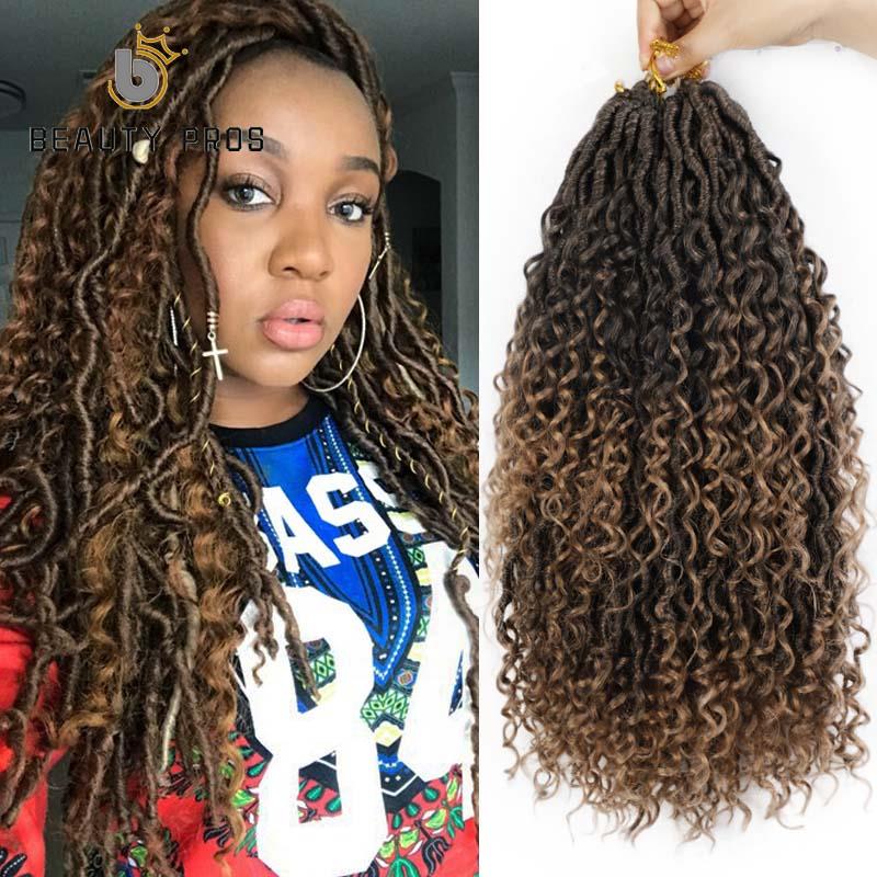 18inch Messy Goddess Faux Locs Curly Crochet Braid Bohemian Soft Synthetic Braids Hair Extensions