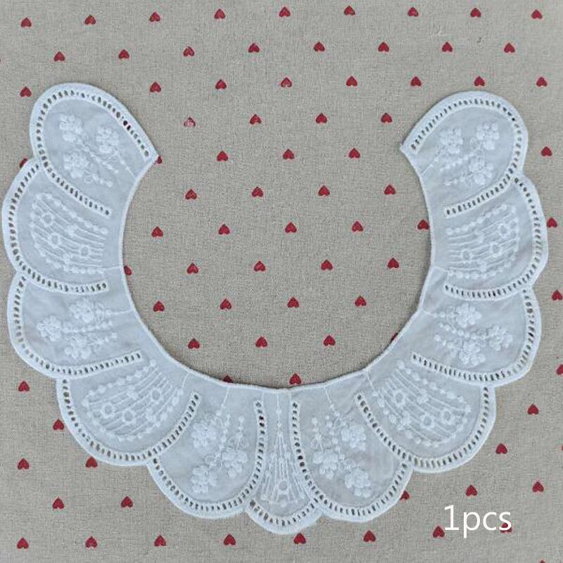 Tela de encaje bordado de algodón blanco de lujo, apliques DIY, cinta para cuello, cuello, costura artesanal, guipur, decoración de vestido de boda: white 9