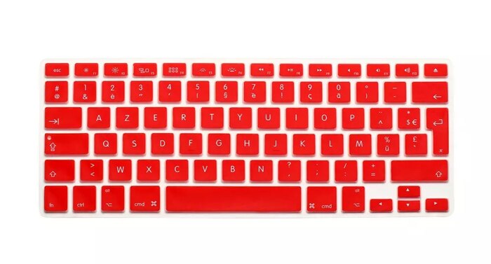 Silicone French Keyboard Cover For Macbook Air Pro Retina 13 15 17 Protector for Mac book keyboard France EU Euro AZERTY: Red