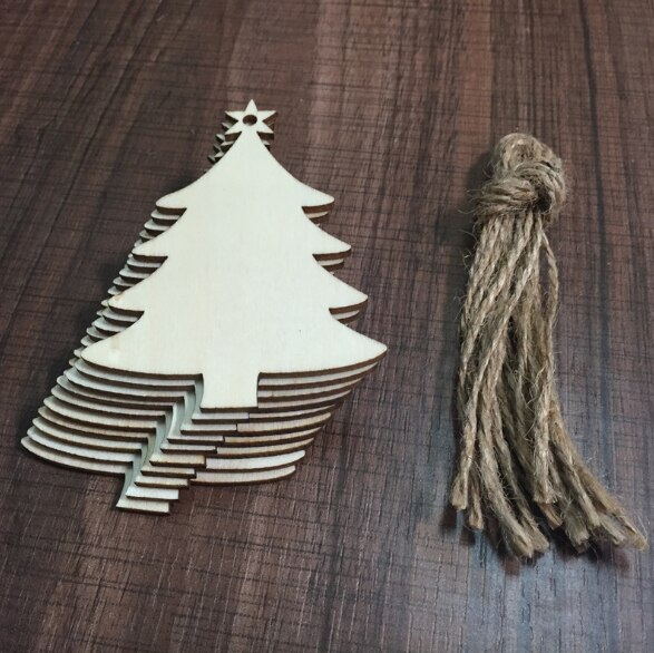 10pcs Wooden Christmas Decorations DIY Craft Toys