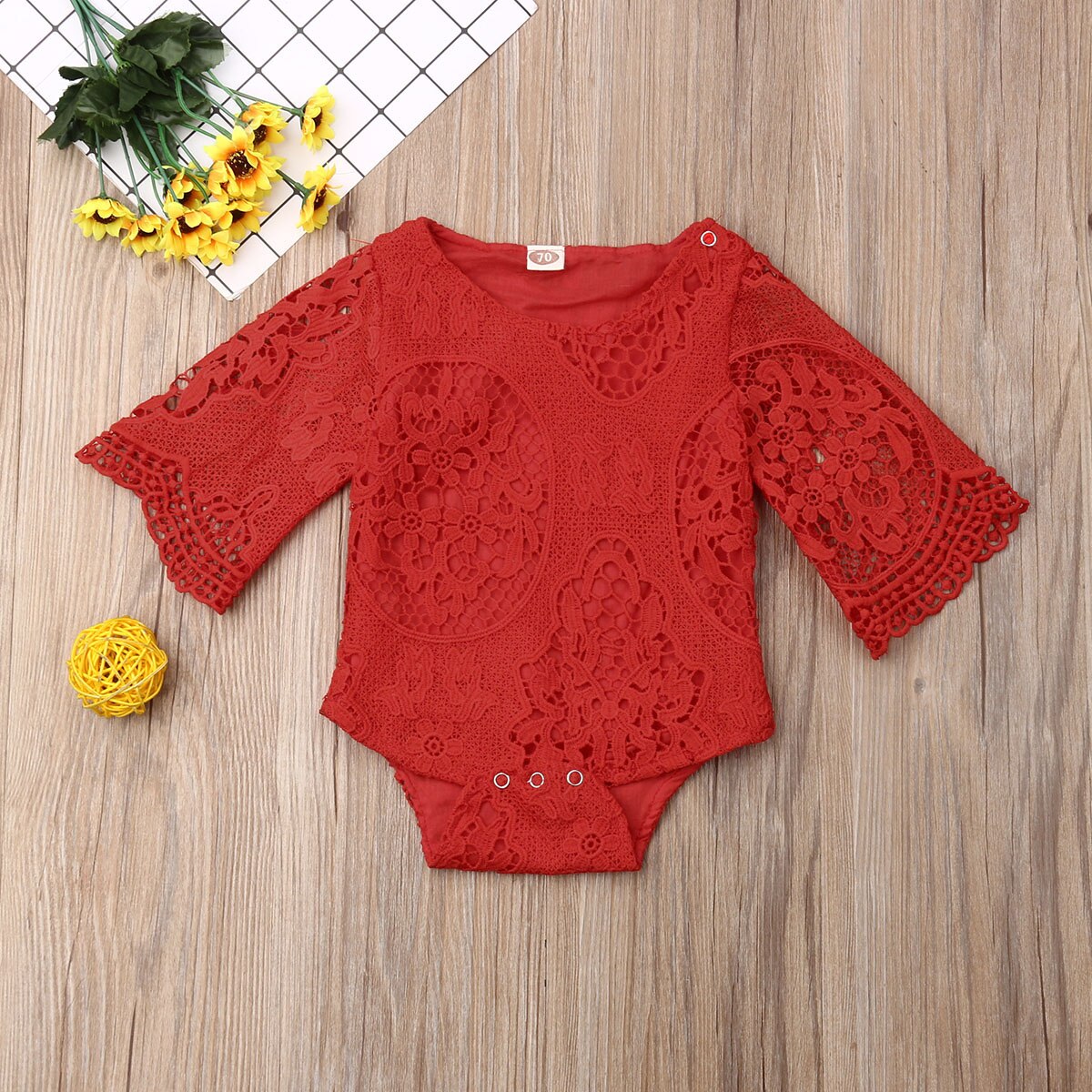 Sommer tumling baby pige bodysuits tøj blonde blomster bodysuit jumpsuit outfits 0-24m 3 farver