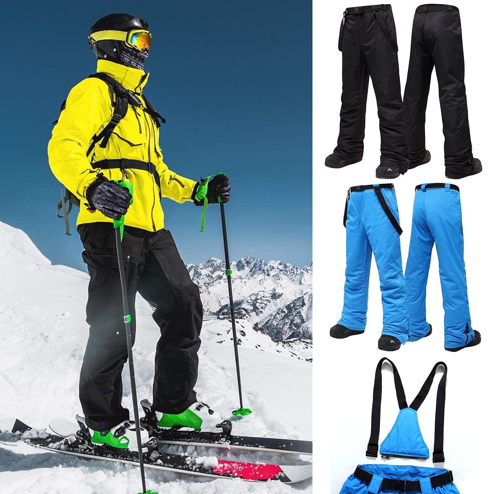 Pantalon de Ski à bretelles pour homme, imperméable, et isolé, coupe-vent, pour Snowboard, alpinisme, plein air, hiver