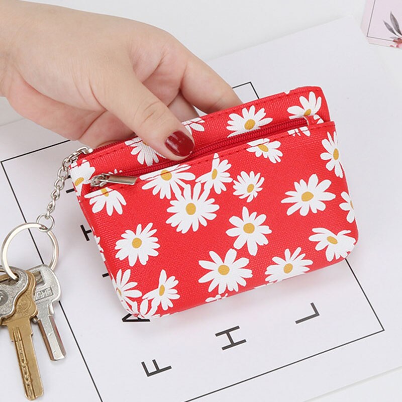 Style Small Daisy Coin Purse Women Temperament Zipper Coin Purse Korean Style Literary Style Portable Durable MiniPouch