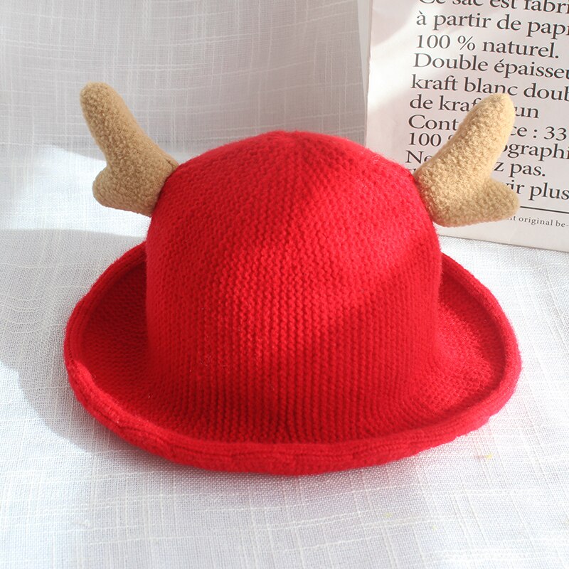 Sombrero Fedora con estampado de dibujos animados para niños y niñas, gorra flexible de 1 a 3 años con estampado de cornamusas, para Otoño e Invierno