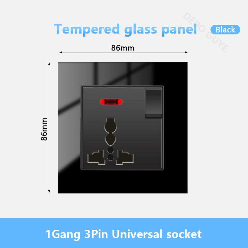Universal Wall Socket 18W Type-C Fast Charging Plug Outlet,Glass Double 3-Pin Power Socket with DC 5V 3.1A Type-c USB Charger