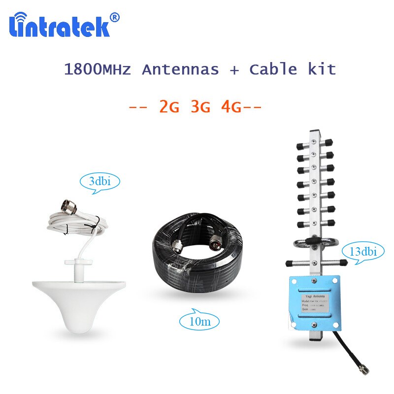 Outdoor Yagi Antenna lte 1800+Indoor Ceiling Antenna DCS+10m Cable for Cellphone Signal Booster 2G/4G Band 3 Accessories set S19