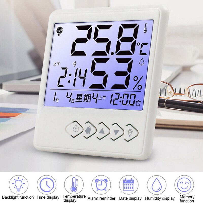 LED Digital Hygrometer Thermometer Indoor Temperature Humidity Gauge for Office Home