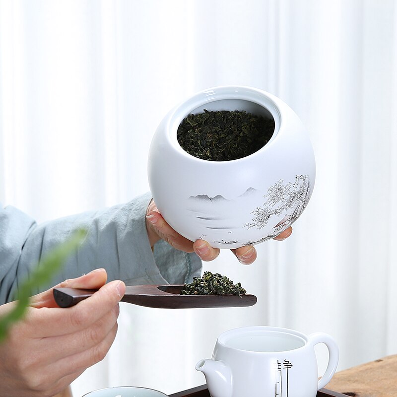 JIA-GUI LUO 800ML Tee Caddies Tee Caddie Keramik Kasten Reise Lagerung Pu'er Tee Kasten Tee zubehör dekoration D039