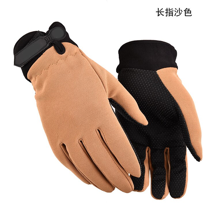 Deportes al aire libre mujeres hombres guantes de alpinismo protección resistente al desgaste antideslizante Fitness equitación entrenamiento dedo desnudo: Coffee Full finger
