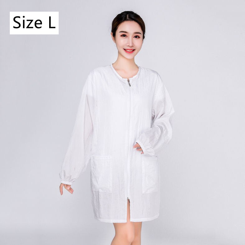 Thin Pet Groomer Work Clothes Not Stick Hair Barber Hairdresser Haircut Overalls Breathable Slightly Waterproof Uniform Y0708: White long sleeves
