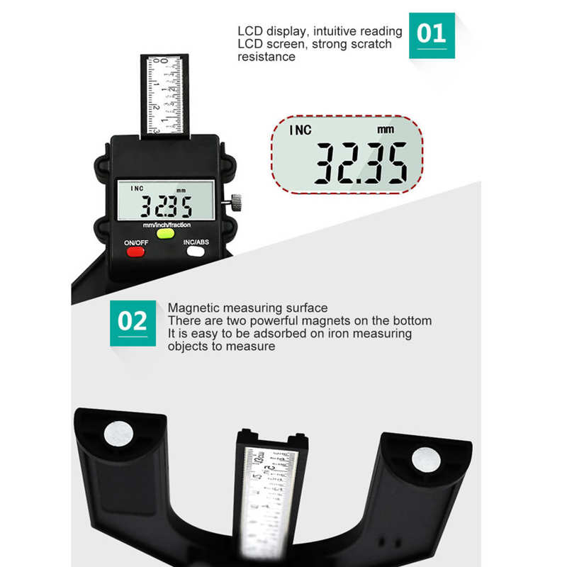 0-80mm Depth Gauge Electronic Digital Depth Gauge DIY Woodworking Ruler Height Gauge for Saw Table