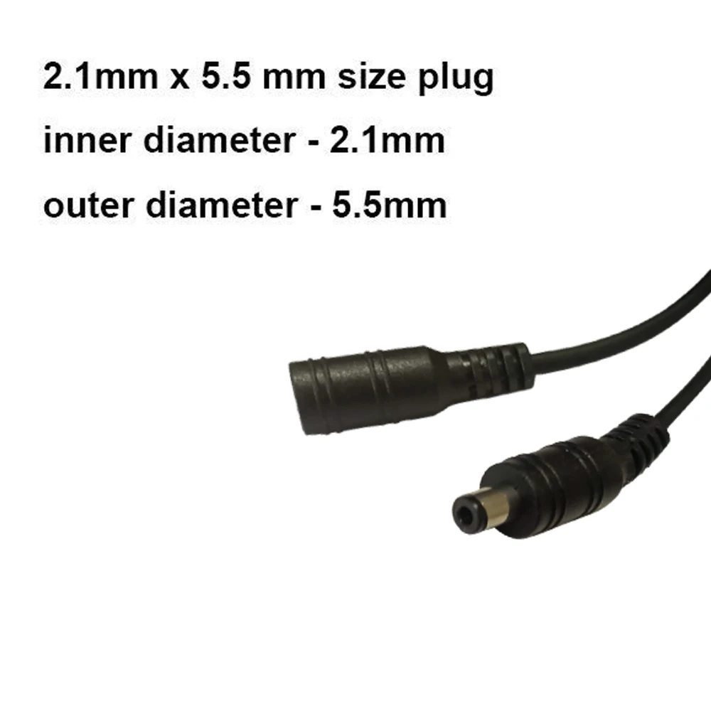 1M 3M 5M 10M DC Verlengkabel 2.1mm x 5.5mm Vrouw naar Man Connector netsnoer Kabel Adapter Extender Zwart Elektrische Draad