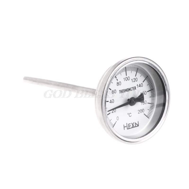OOTDTY Stainless Steel 304 bi-metallic Thermometer 0-50~300 degrees, Probe length L=100, 1/4"PT Thread WSS-303: 200 degree