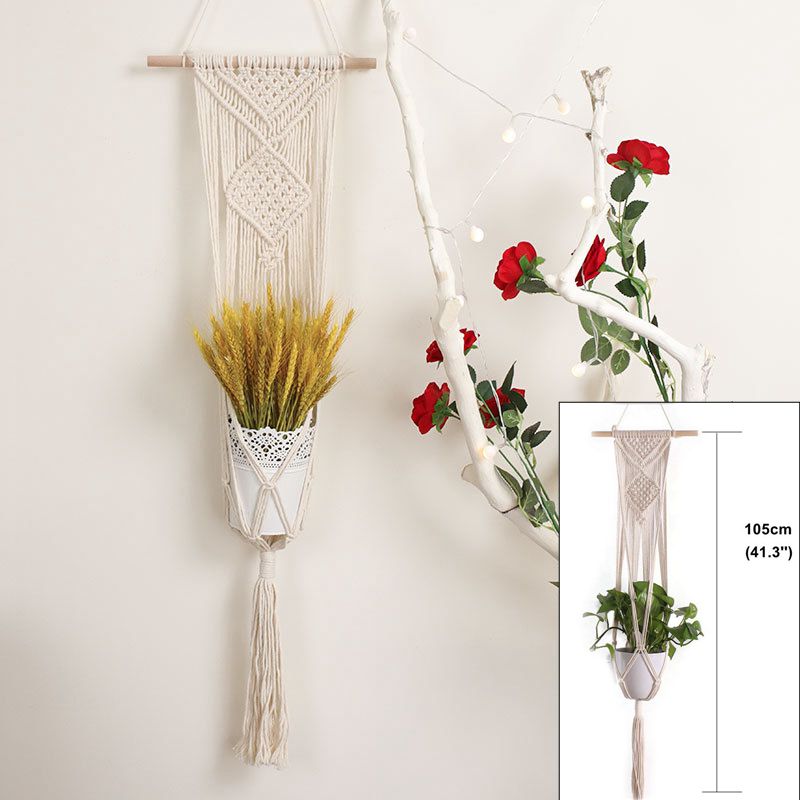 macrame wall hanging planter hangers air plant hanger holder balcony decoration wall planter pot woven basket bohemian makrama: WG105
