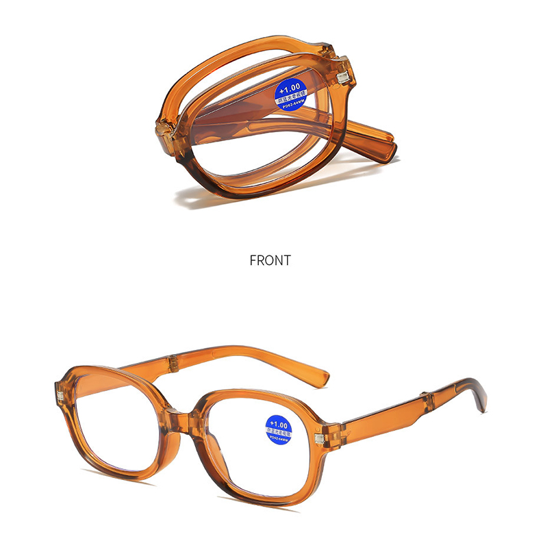 Mode Opvouwbare Leesbril Mannen Brillen Vrouwen Retro Elliptische Anti Blauw Licht Afgewerkt Recept Lenzenvloeistof + 1.0 + 1.5: Bruin / +400
