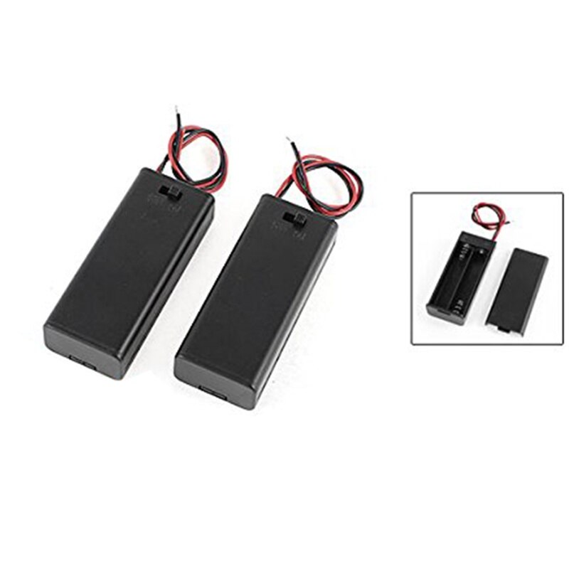 NEW-2x2 x AAA 3 V Battery Holder Caso Box Filo di ON / OFF Interruttore m Copertura