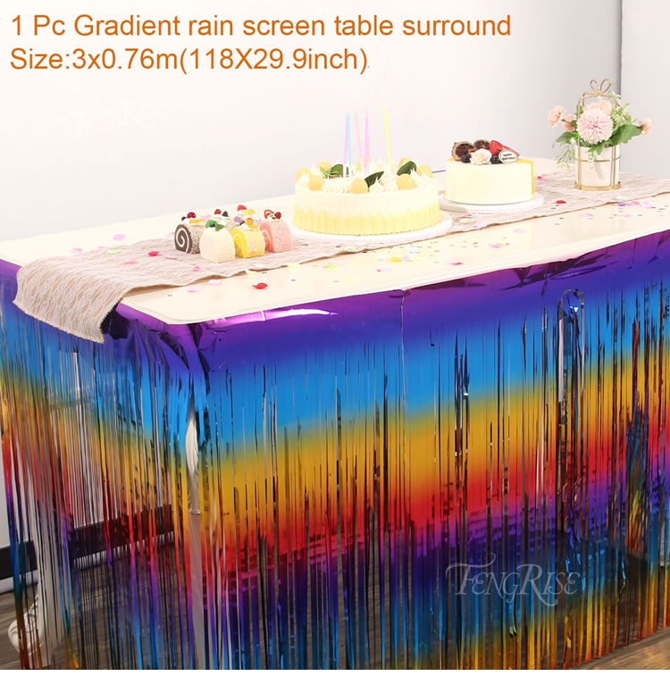 Party Backdrop Curtain Metallic Foil Fringe Shimmer Backdrop Birthday Wedding Party Wall Decoration Photo Zone Backdrop: table1
