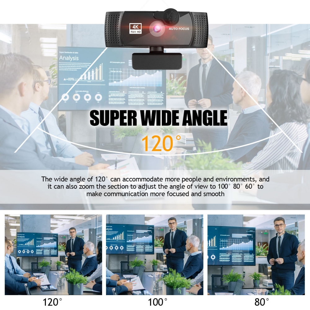 Elecpow 2K 4K HD Webcam conferenza PC Web Camera Autofocus USB Web Cam Laptop Desktop per ufficio riunione casa con microfono