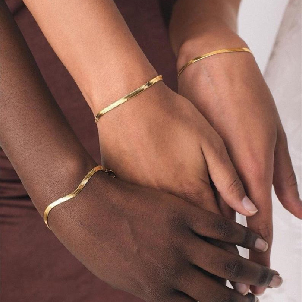 Cazador-pulsera de cadena de serpiente de acero inoxidable para mujer, pulseras minimalistas de amistad de Color dorado, joyería de , del día de la madre