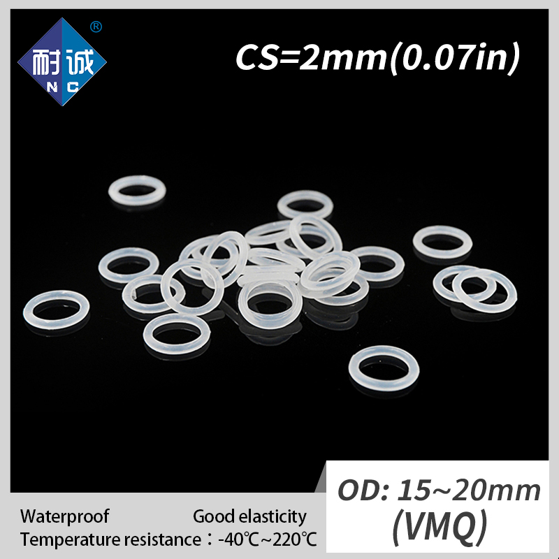 5 teile/los Silikon gummi o-ring VMQ CS 2mm OD15/16/17/18/19 /20mm O Ring Dichtung Silikon O-ring wasserdicht
