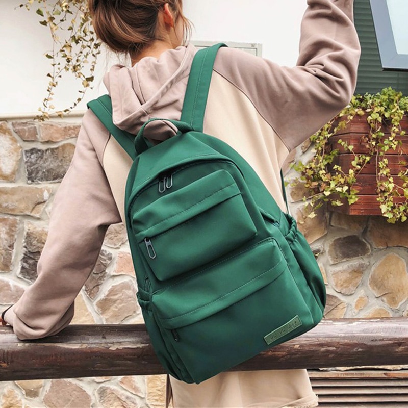 HOCODO, mochila de Color sólido, mochila para mujer, mochila para mujer de nailon resistente al agua, mochila grande para mujer, mochila escolar para adolescentes