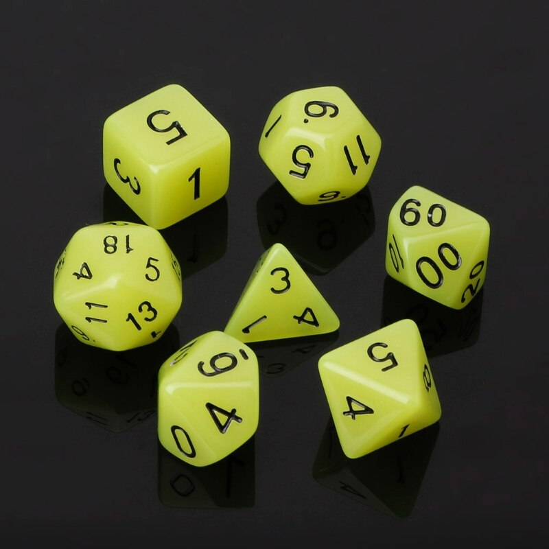 7 stk multilaterale 15mm transparente terninger rundt hjørne bærbart bordspill