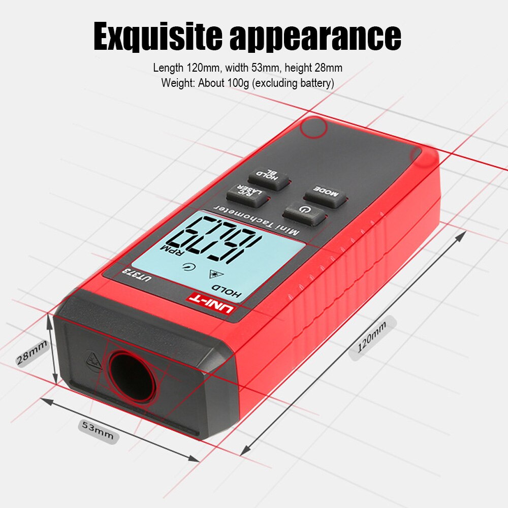 UNI-T UT373 Mini Digital Tachometer Measuring Range 10-99999RPM Non-Contact Tachometer Odometer with Backlight