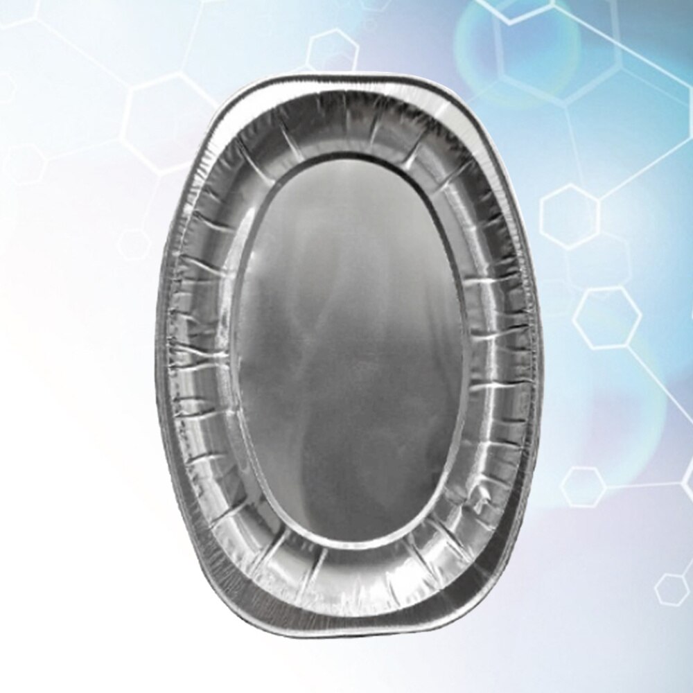 20pcs Disposable Oval Serving Plates Aluminium Foil Tray Serving Dishes Tableware for Catering BBQ Banquet Parties