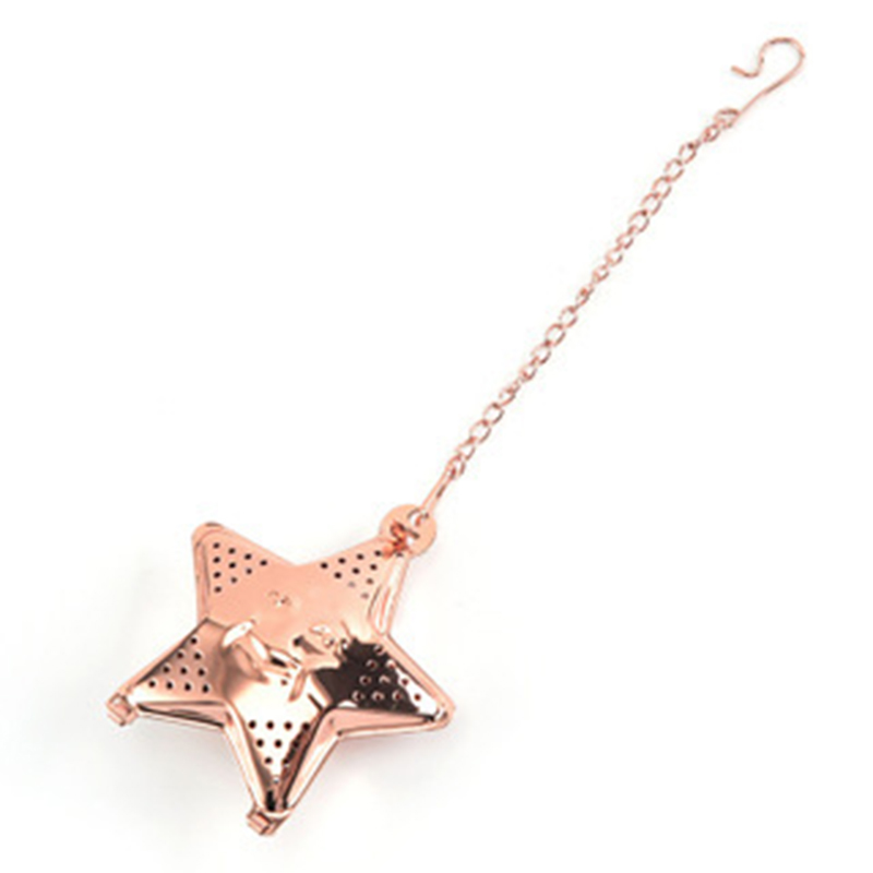 Star Shaped Tea Mesh Infuser Colorful Stainless Steel Tea Strainer Spice Filter For Kitchen Tools Accessories PAK5: Rose gold