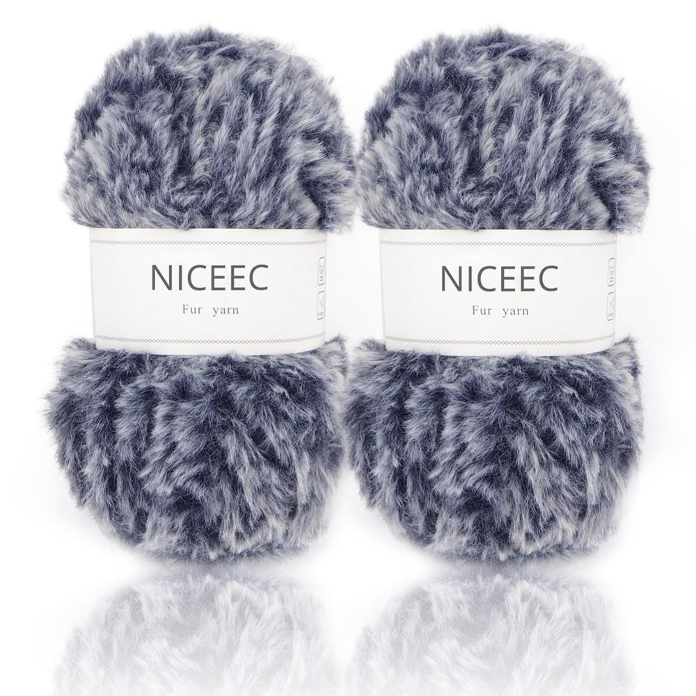 Niceec 2 Strengen Super Soft Bont Garen Chunky Pluizige Faux Fur Garen Wimper Garen Voor Haak Knit-Totale Lengte 2 × 32 M (2 × 35yds,50G × 2): 94